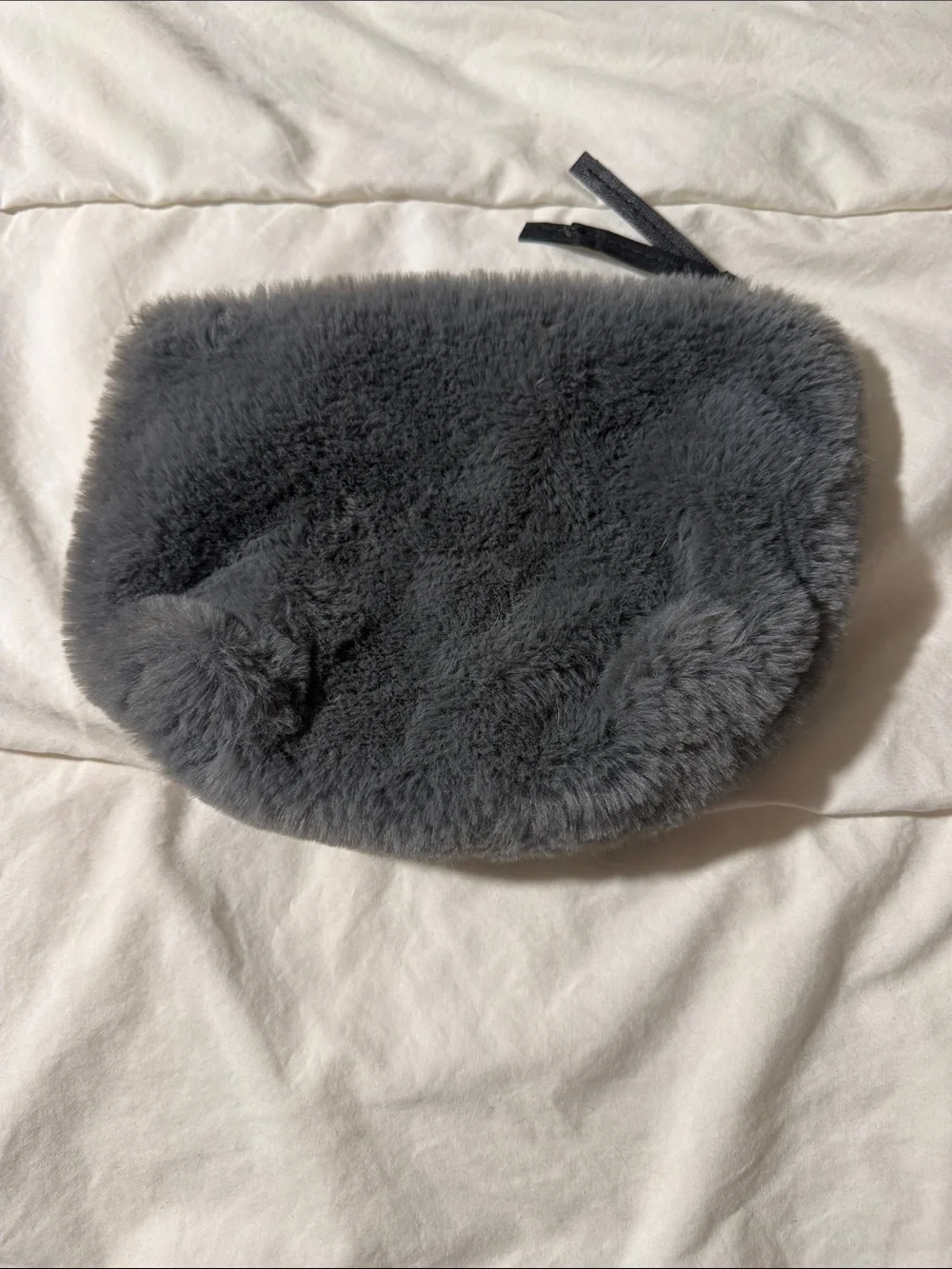 Faux Fur Pouch - Charcoal Gray